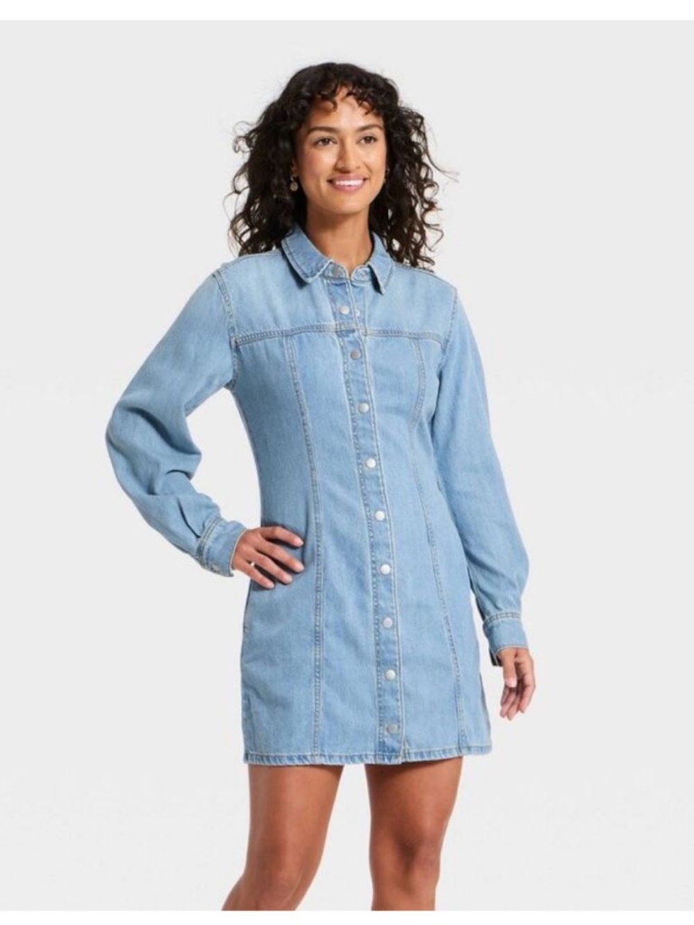 NWT Women’s Universal Thread “Long Sleeve Mini Shirtdress” Size 8 - Picture 7 of 8